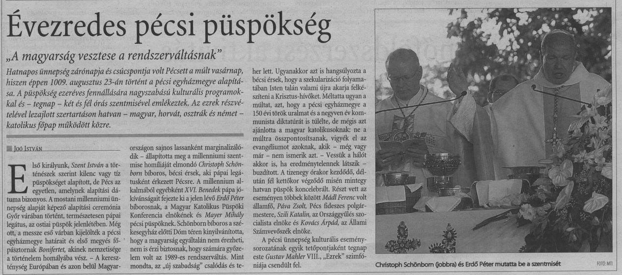 Évezredes pécsi püspökség
