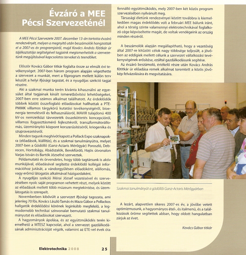 Évzáró a MEE Pécsi Szervezeténél