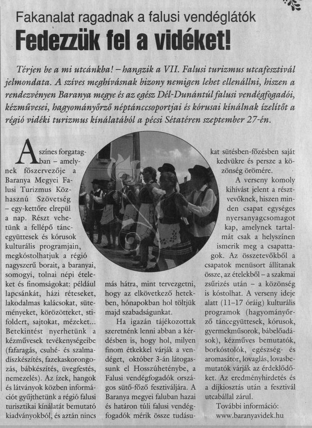 Fedezzük fel a vidéket! : Fakanalat ragadnak a vidéki vendéglátók