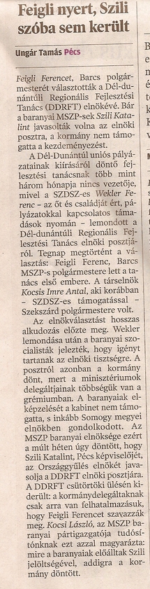 Feigli nyert, Szili szóba sem került
