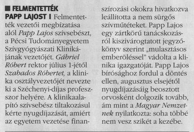Felmentették Papp Lajost