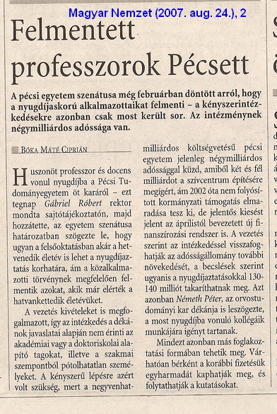 Felmentett professzorok Pécsett