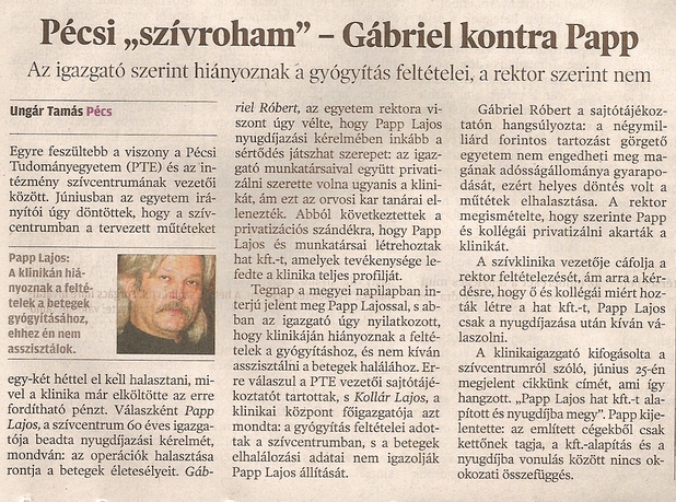 Pécsi "szívroham" - Gábriel kontra Papp