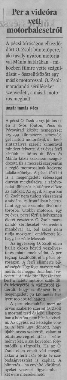 Per a videóra vett motorbalesetről