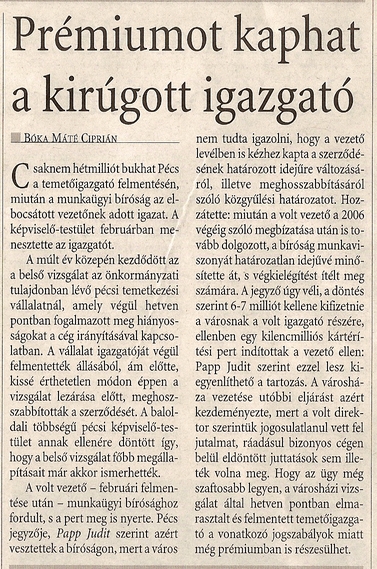 Prémiumot kaphat a kirúgott igazgató