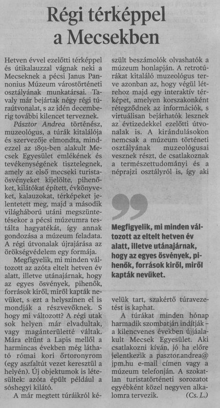 Régi térképpel a Mecsekben