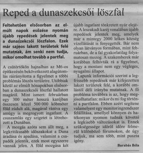 Reped a dunaszekcsői löszfal