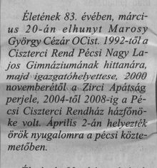 Életének 83. évében...