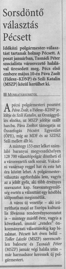 Sorsdöntő választás Pécsett