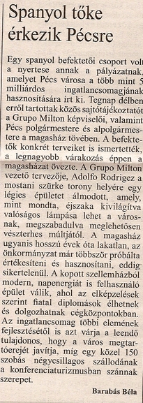 Spanyol tőke érkezik Pécsre