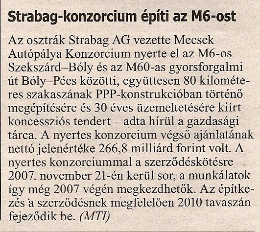 Strabag-konzorcium építi az M6-ost