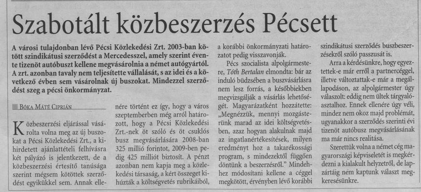 Szabotált közbeszerzés Pécsett