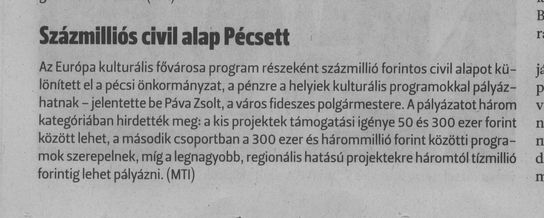 Százmilliós civil alap Pécsett