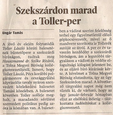 Szekszárdon marad a Toller-per