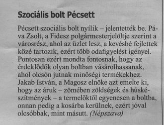 Szociális bolt Pécsett
