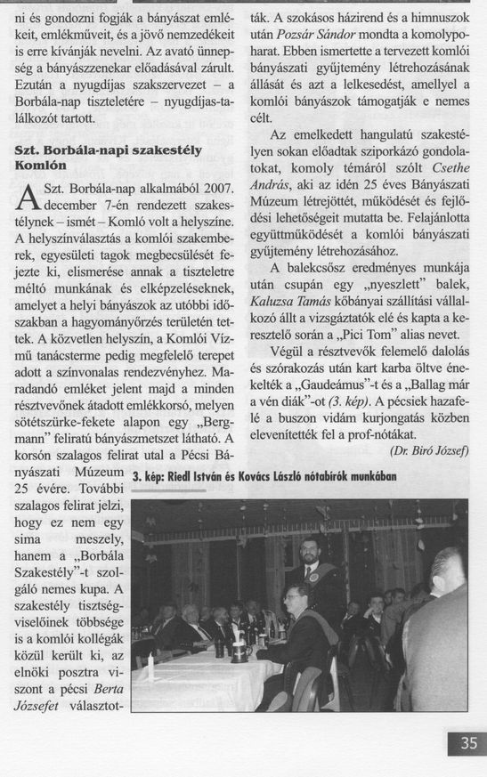Szt. Borbála-napi szakestély Komlón