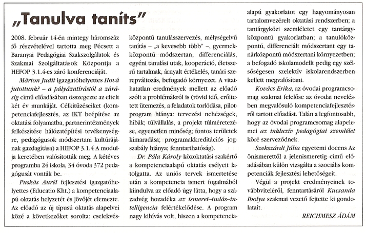 "Tanulni taníts"