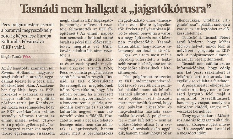 Tasnádi nem hallgat a "jajgatókórusra"