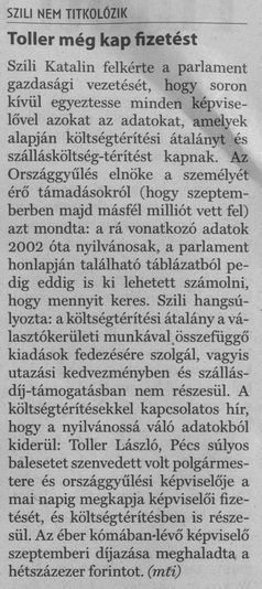 Szili nem titkolózik Toller még kap fizetést