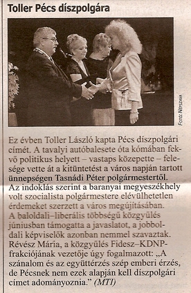 Toller Pécs díszpolgára