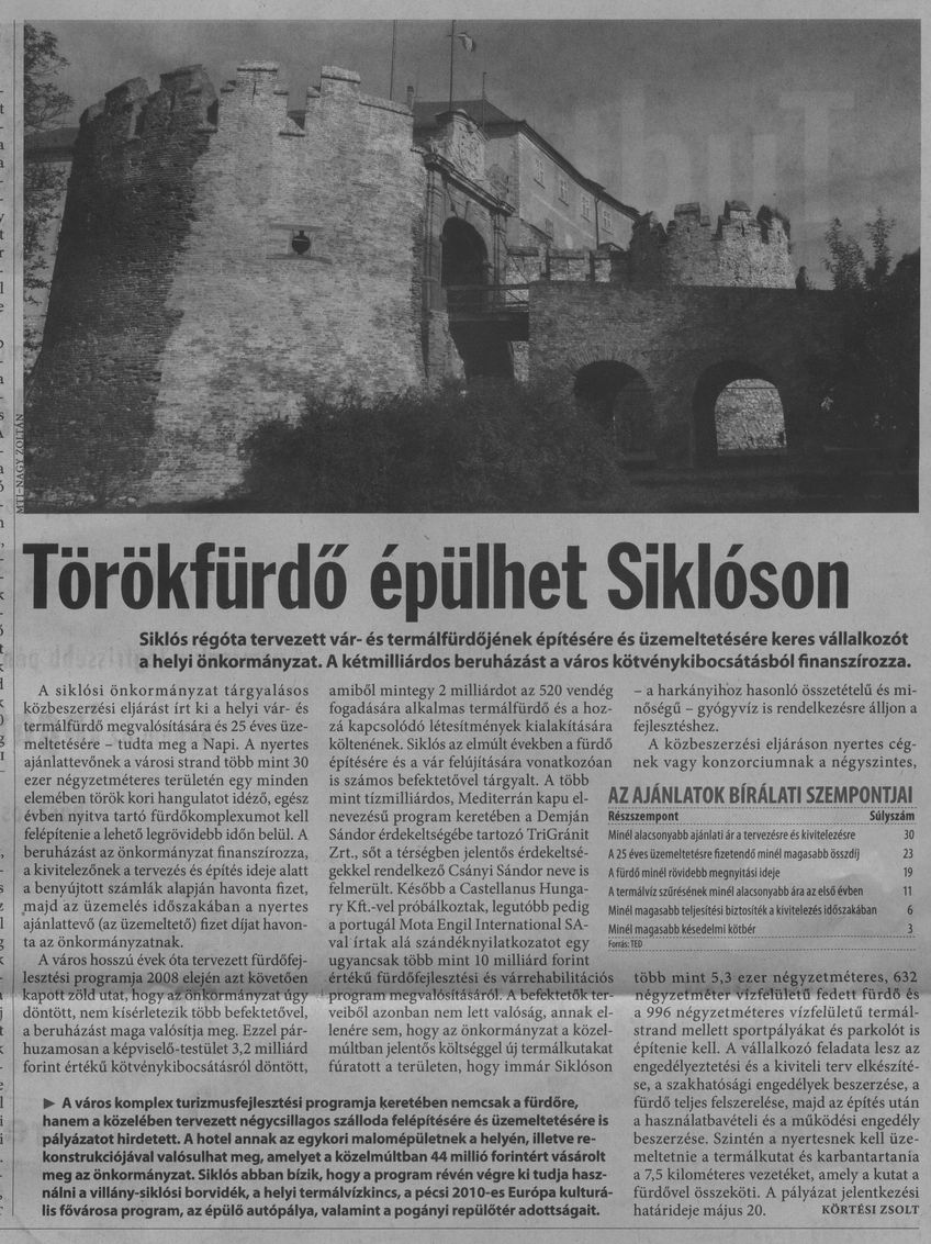 Törökfürdő épülhet Siklóson