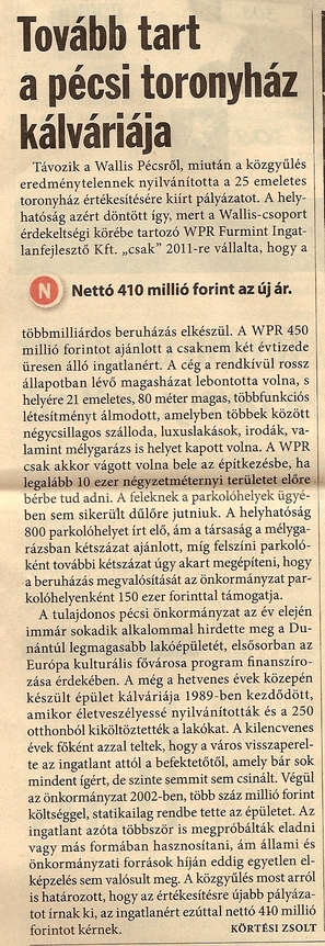 Tovább tart a pécsi toronyház kálváriája
