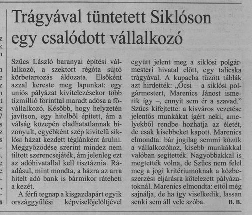 Trágyával tüntetett Siklóson egy csalódott vállalkozó