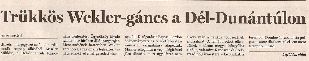 Botrány a Dél-dunántúli Regionális Fejlesztési Tanácsban