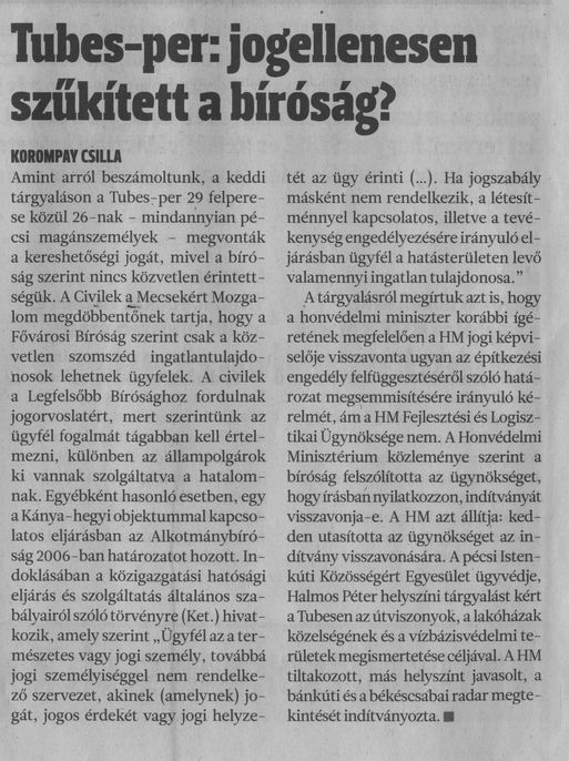 Tubes-per: jogellenesen szűkített a bíróság?