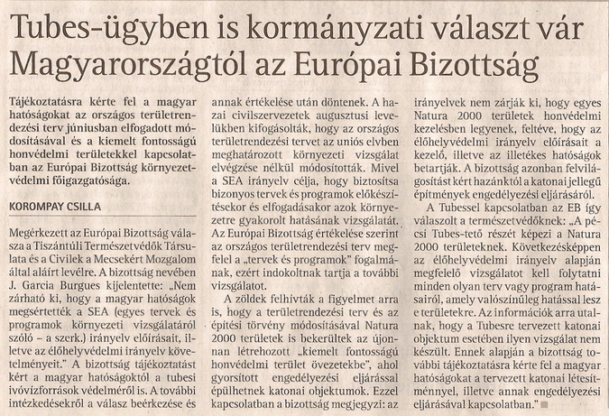Tubes-ügyben is kormányzati választ vár Magyarországtól at Európai Bizottság