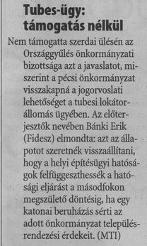 Tubes-ügy: támogatás nélkül
