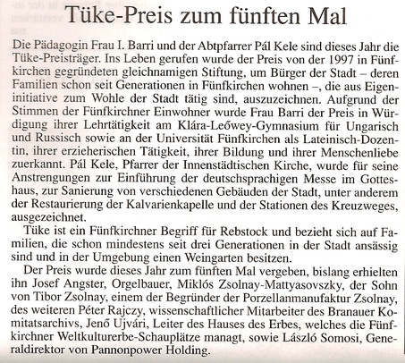 Tüke-Preis zum fünften mal