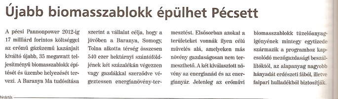 Újabb biomasszablokk épülhet Pécsett