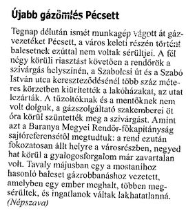 Újabb gázömlés Pécsett