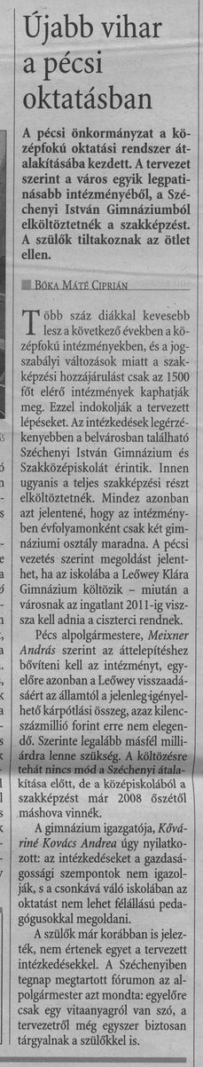 Újabb vihar a pécsi oktatásban