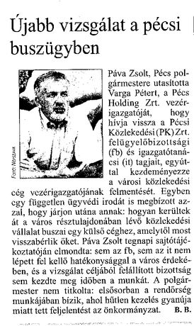 Újabb vizsgálat a pécsi buszügyben