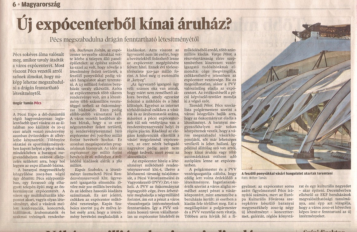 Új expócenterből kínai áruház? Pécs megszabadulna a drágán fenntartható létesítményétől
