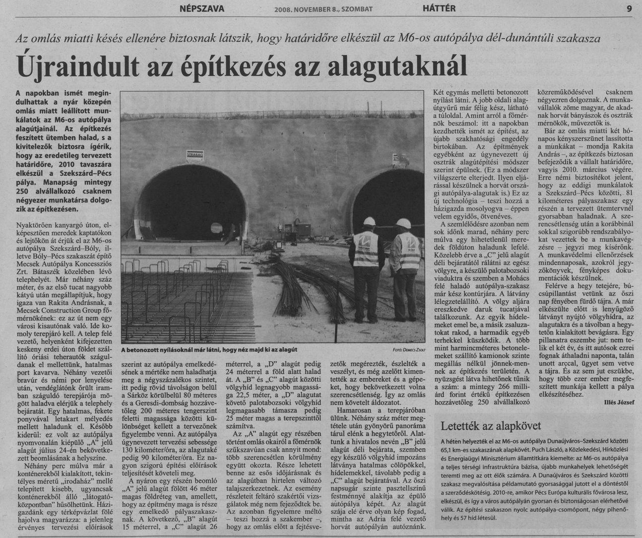 Újraindult az építkezés az alagutaknál