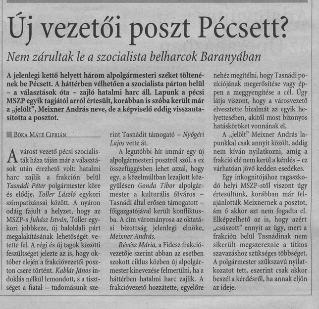 Új vezetői poszt Pécsett? Nem zárultak le a szocialista belharcok Baranyában