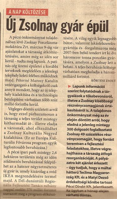 Új Zsolnay gyár épül
