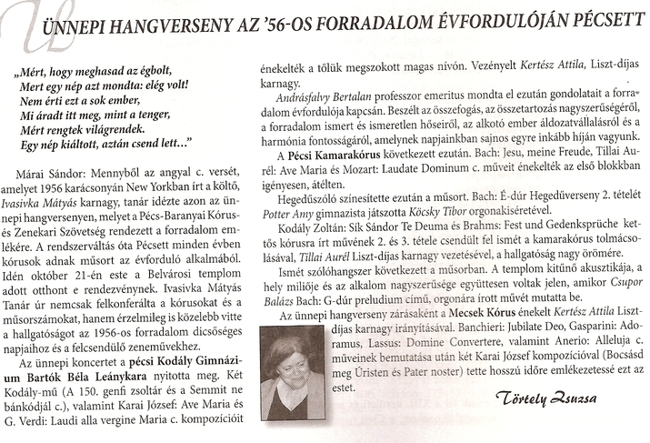 Ünnepi hangverseny az '56-os forradalom évfordulóján