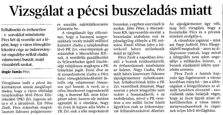 Vizsgálat a pécsi buszeladás miatt