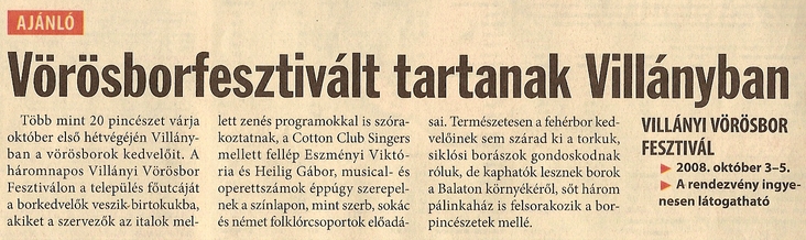 Vörösborfesztivált tartanak Villányban