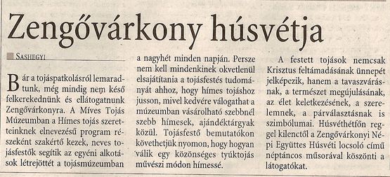 Zengővárkony húsvétja