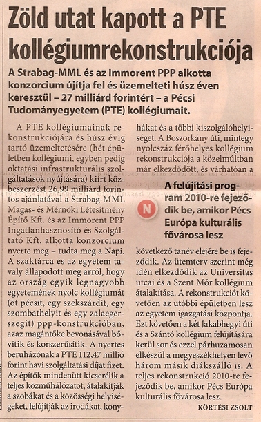 Zöld utat kapott a PTE kollégiumrekonstrukciója
