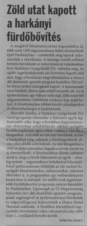 Zöld utat kapott a harkányi fürdőbővítés